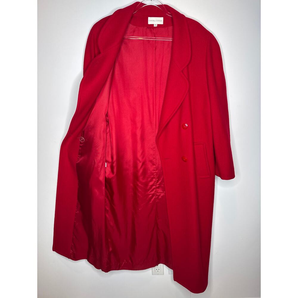 1980s Casual Corner Red Wool Long Coat Made in USA medium - Large - Picture 13 of 16